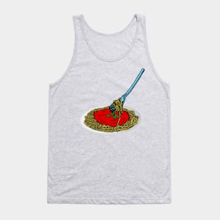 Girl Eating Spaghetti Sticker Tank Top